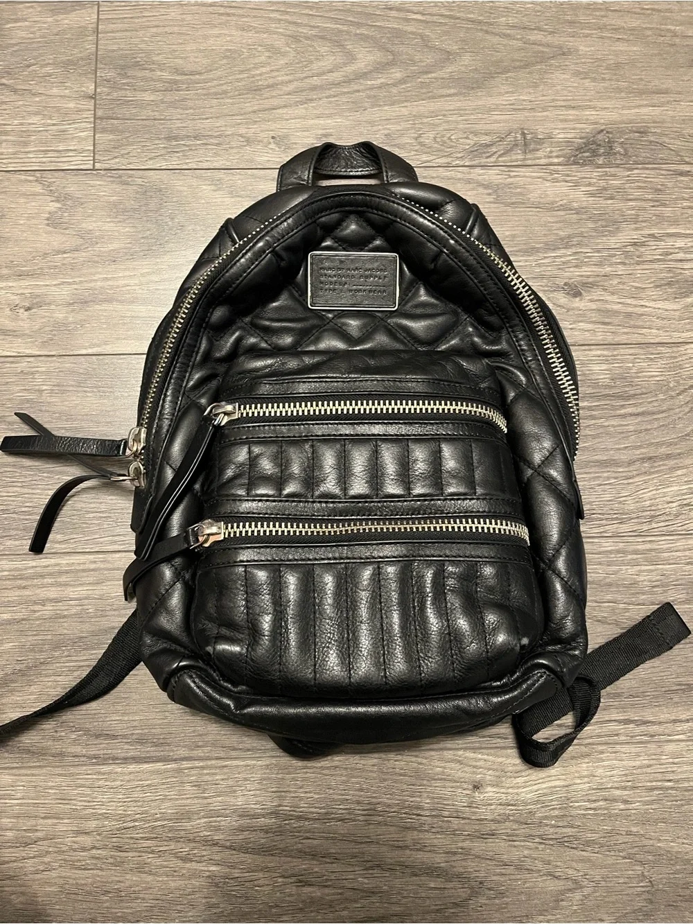 Marc Jacobs Quilted Black Leather Mini Backpack Amazon.com: Marc Jacobs M0016679 Black/Gold Hardware Women main image 2